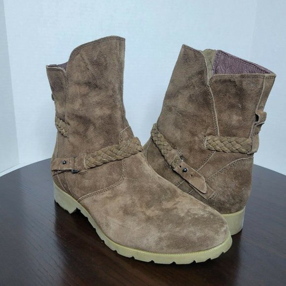 Teva Shoes - Teva Delavina Size 8.5 Bison Brown Suede Braided Ankle Boots